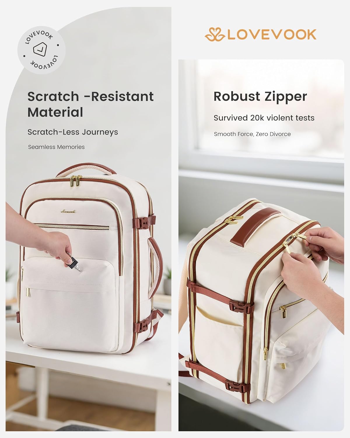 LOVEVOOK Carry On Travel Backpack for Women, Airline Approved Personal Item Bag with 17" Laptop Compartment, 40L Water-Resistant Weekender Backpack for Travel, Commuting, Business Trips - Image 5