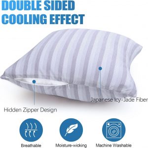 Cooling Throw Pillow Cases Only,18″×18″ Set of 7 with Double Sided Cold,Moisture Wicking Pillowcase Covers with Hidden Zipper Japanese Cold Tech Pillow Case Protectors for HotSleepers and NightSweats