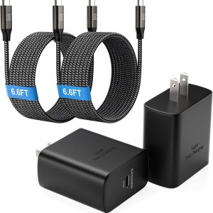 45W Super Fast Charger Type C, [2 Pack] 45 Watt USB-C Charger PD/PPS Wall Charging Block for Samsung Galaxy S25 Ultra/S25+/S25/S24/S23 Ultra/S23+/S22 Ultra/S22+/S20 Ultra, Tab S8(with 2X 6.6ft Cable)
