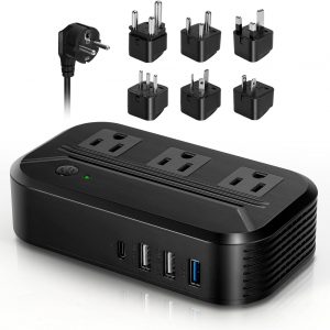 Voltage Converter 2300W International Power Converter Step Down 220v/240v to 110v/120v Travel Adapter Transformer w/ 4 USB 3 AC Outlets 7 Worldwide Plug Adapters EU/US/AU/IT/UK/India/South Africa