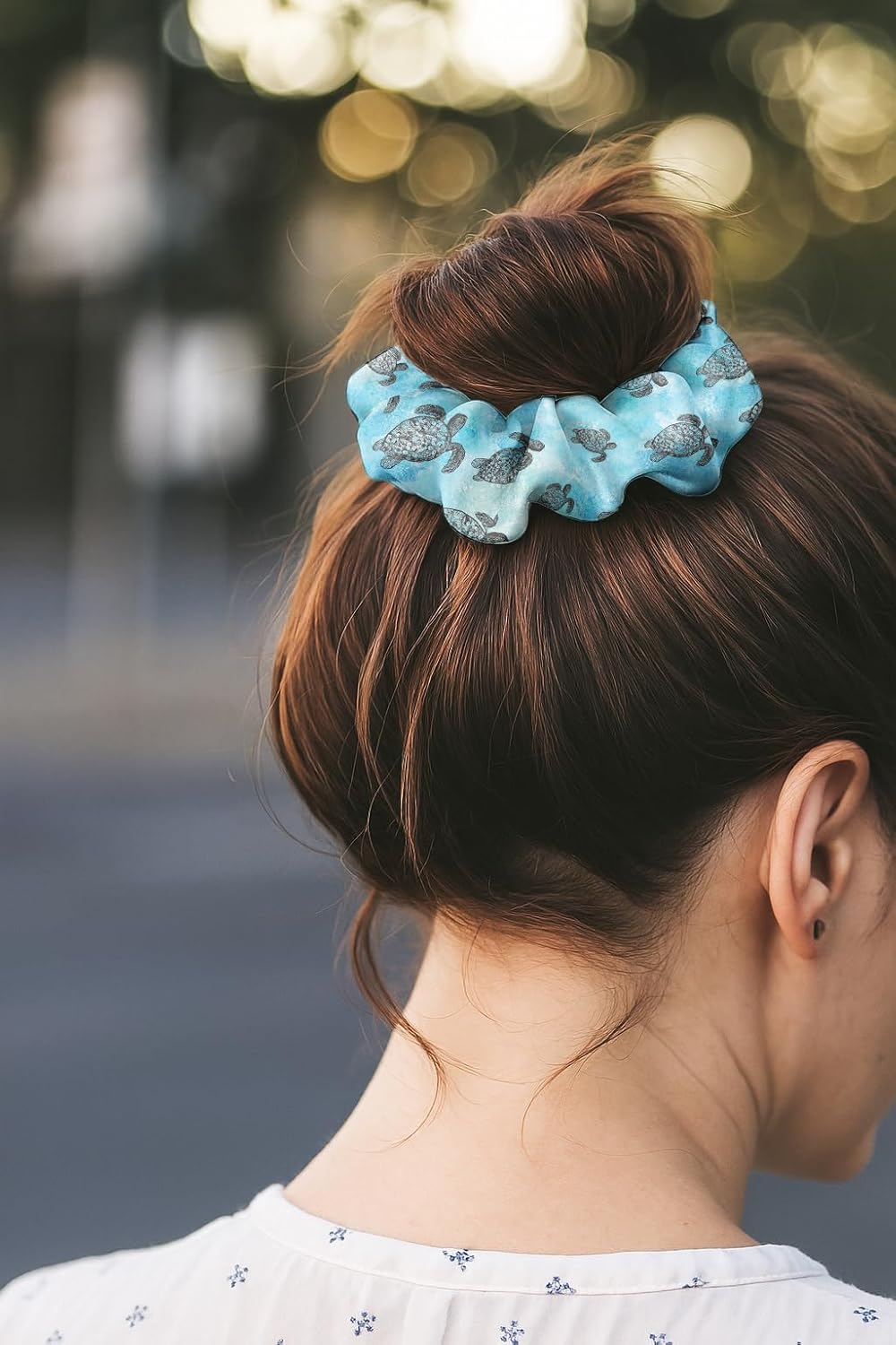 WIRESTER 3Pcs Satin Hair Ties for Women, Pocket Scrunchies with Hidden Zipper Stash Scrunchy Ponytail Holder Secret Storage for Small Items - Ocean Sea Turtles, Daisy Pattern Yellow, Flowers Orange - Image 5