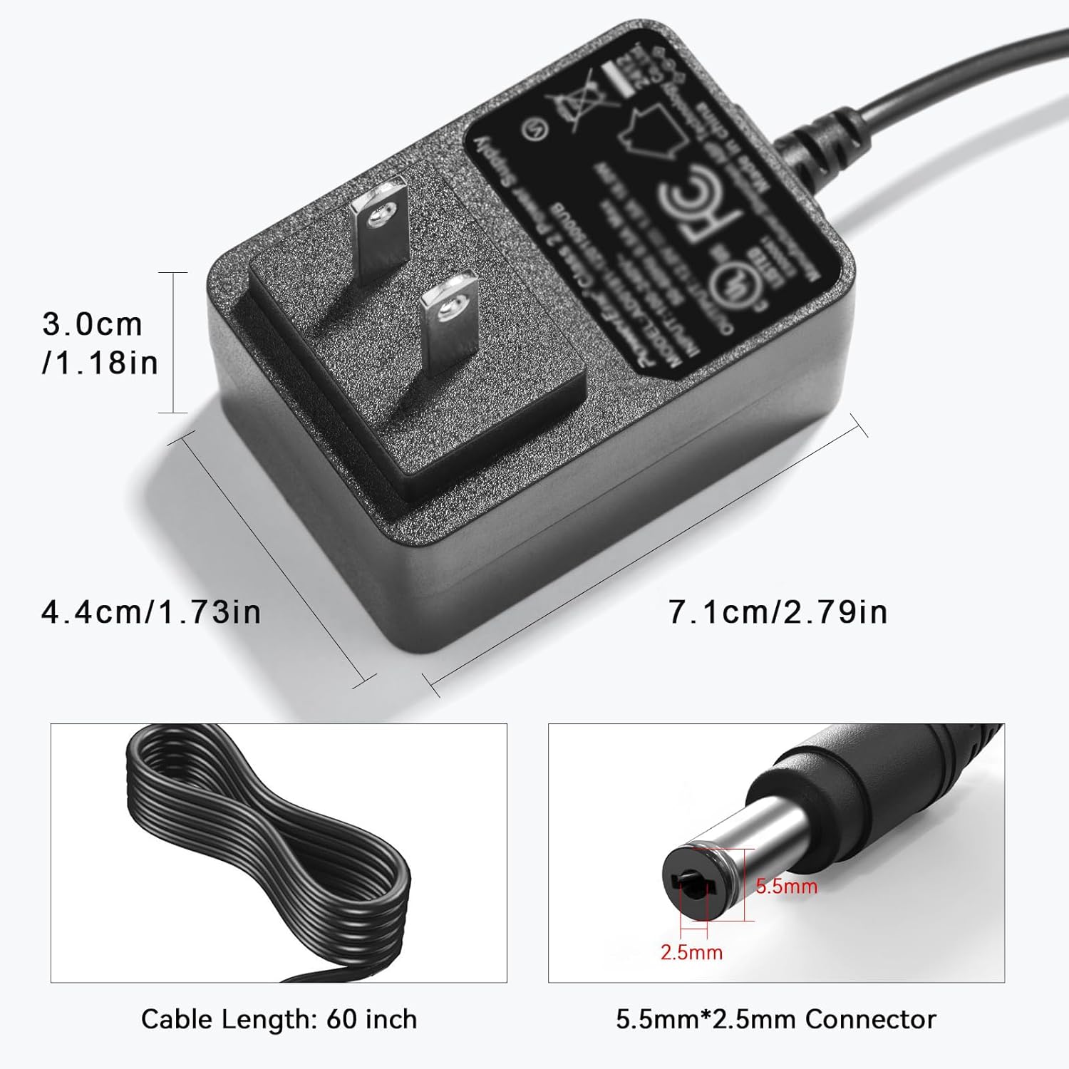 6V DC Power Adapter Charger 6V Power Supply Universal AC Adapter Power Cord with 8 Interchangeable DC Plug for 100mA 300mA 400mA 500mA 600mA 700mA 800mA 900mA 1000mA 1500mA 2000mA Equipment (DC6V-2A) - Image 7
