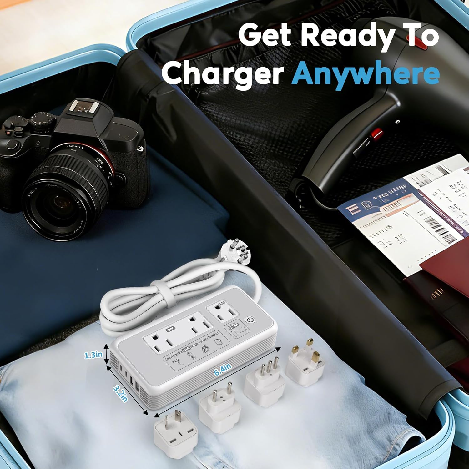 220V to 110V Voltage Converter, 2000W Adapter US to Europe International Travel, Mapambo Universal Voltage Converter with 4 USB Charger (2 USB C), 3 AC Sockets and EU/UK/AU/IT Plug Power Adaptor - Image 8