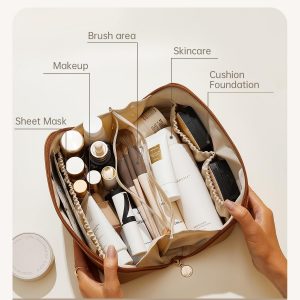 EACHY Travel Makeup Bag,Large Capacity Cosmetic Bags for Women,Waterproof Portable Pouch Open Flat Toiletry Bag Pattern Makeup Bag