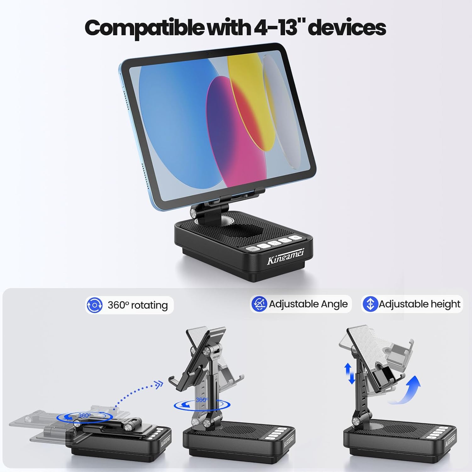 Gift for Men Women, 4 in1 Call Phone Stand with Wireless Bluetooth Speaker and Power Bank (5000mAh) & Colorful Ambient Light, Charging Bank for iPhone/Android, Birthday Gifts for Dad Mom - Image 5