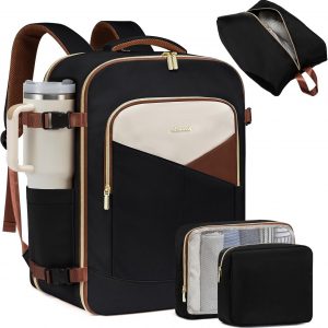 LOVEVOOK 40L Travel Backpack for Women&Men,TSA Carry on Backpack for Airplanes with 3 Packing Cubes,Personal Item Bag Fit 17″ Laptop, Waterproof Essentials Airline Approved Luggage