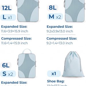 BAGSMART Hanging Compression Packing Cubes, 6 Set Large Suitcase Organizer Bags Set, Cruise Travel Essentials for Women