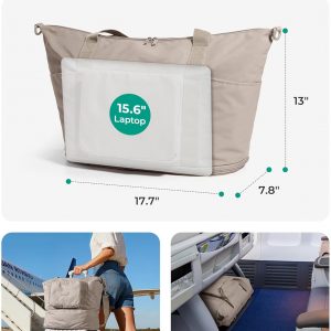 BAGSMART Foldable Travel Bag, 37L Duffle Bag for Travel, Expendable Carry on Weekender Duffel, Lightweight Personal Item Bag, Camel