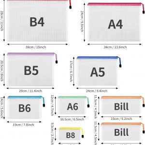 EOOUT 30pcs Mesh Zipper Pouch Bags, 8 Sizes Plastic Zipper Bags, 8 Colors Waterproof Zipper Pouches for Organization, Multipurpose for Travel, School Supplies, Office Appliances and Home Organization
