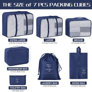 Packing Cubes 7 Set Travel Cubes for Suitcases Lightweight Luggage Packing Orginzers