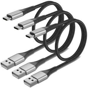 2FT USB to USB C Cable, 3 Pack USB C Cable, 2 FT USBC iPhone Charger Cord, Braided USB Type C Cord Fast Charging for iPhone 16 15 Pro Max, Samsung Galaxy S24 S23 S22 Ultra, Goole Pixel
