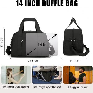 SeaRock 14 inch Small Gym Bag for Men & Women, Mini Duffle Bag for Travel Sports, Lightweight Carry On Duffel Bag, Black