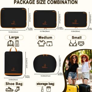 DSDCDJ Packing Cubes for Travel, Various Sizes Luggage Organizer Bags with Double Zipper, Durable Space Saver Bags Travel Essentials (5 Set, Black)