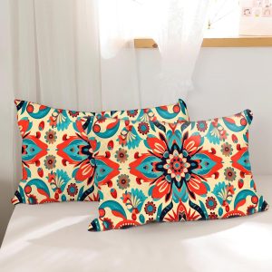 GABraden Microfiber Pillow Cases 2PCS,Floral Print Pattern Pillow Cover Set with Hidden Zipper,Lightweight and Breathable,Standard Size 20″X 26″ Pillow case (08-Bohemian Flower)