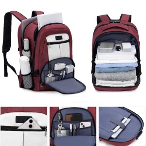 LOVEVOOK Rolling Laptop Backpack with Wheels, Waterproof Travel Carry On Business Backpack for Men, Fits 17 inch (17 inch, Red)