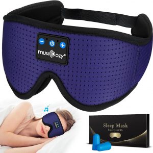 MUSICOZY Sleep Headphones Breathable Bluetooth Headband 3D Sleeping Headphones, Wireless Music Eye Mask Sleep Earbuds for Side Sleeper Women Men Office Air Travel Cool Tech Gadgets Unique Gifts
