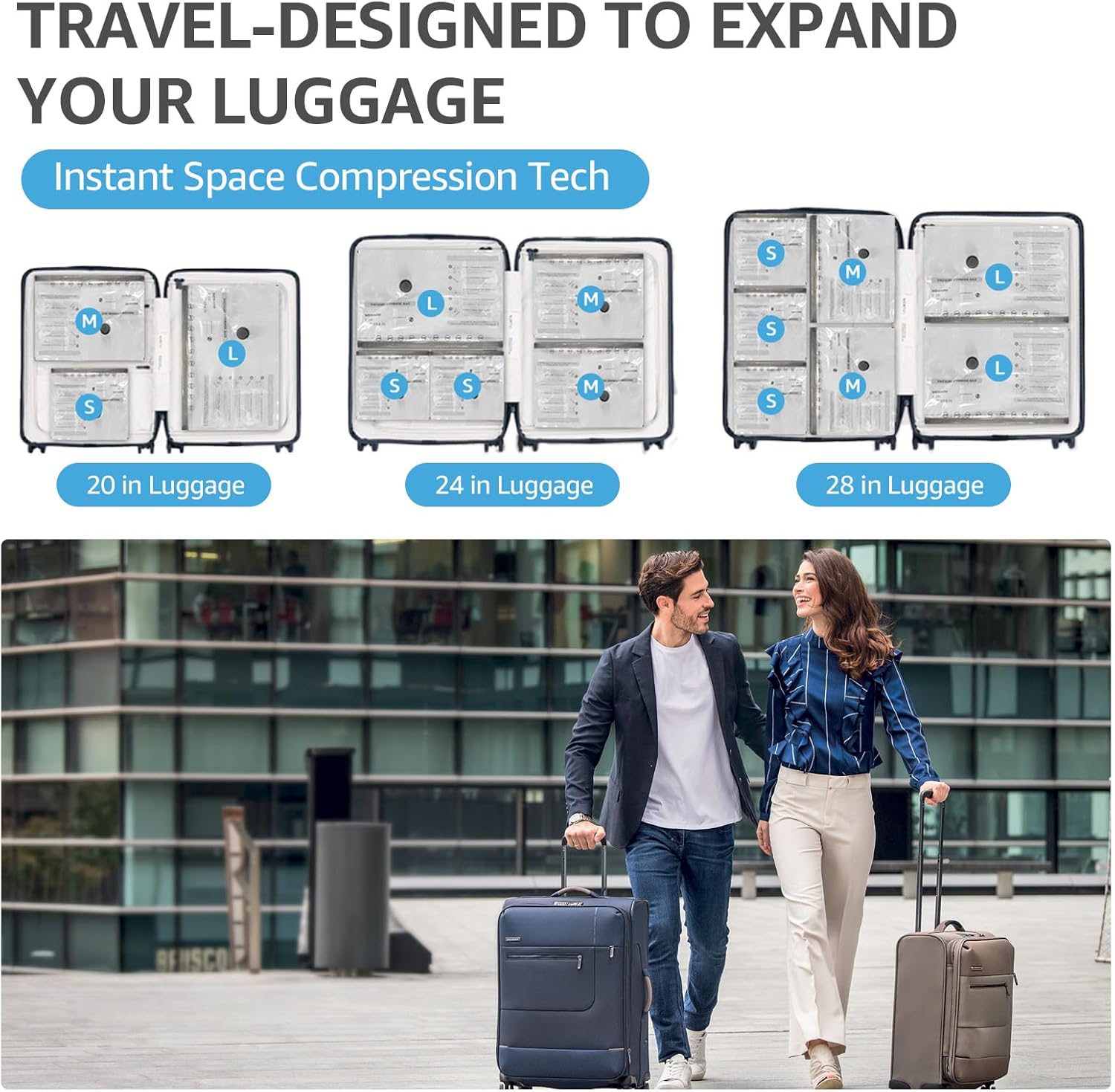 15 Packs Vacuum Bags for Travel with Rechargeable Pump, 3 Sizes Vacuum Seal Bags for Clothing, Compression Vacuum Travel Bags for Luggage, Vacuum Packing Bags for Closet Organization - Image 5