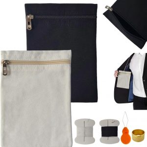 Sew-in Side Pocket with Zipper Coat Inside Pocket Sewing, Hidden Pockets for Travel Jacket,Shirt,Jacket,Robes,Hoodie,Sweater