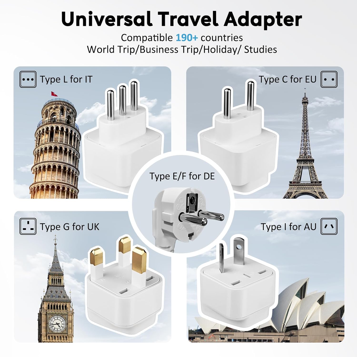 220V to 110V Voltage Converter, 2000W Adapter US to Europe International Travel, Mapambo Universal Voltage Converter with 4 USB Charger (2 USB C), 3 AC Sockets and EU/UK/AU/IT Plug Power Adaptor - Image 5