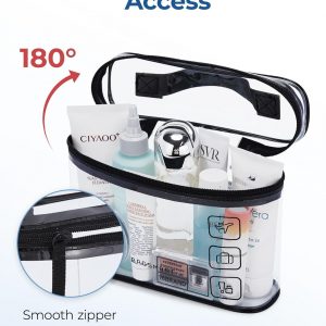 BAGSMART TSA Approved Toiletry Bag, 2 Pack Clear Makeup Cosmetic Bag Organizer, Quart Size Travel Bag for Toiletries, Carry-on Travel Accessories Essentials, Black-2pcs