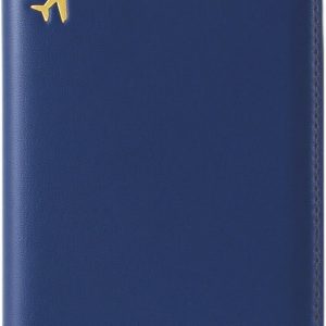 PU Leather Passport Holder Covers Case, Waterproof Rfid Blocking Travel Wallet Passport Holder(Marine Blue)
