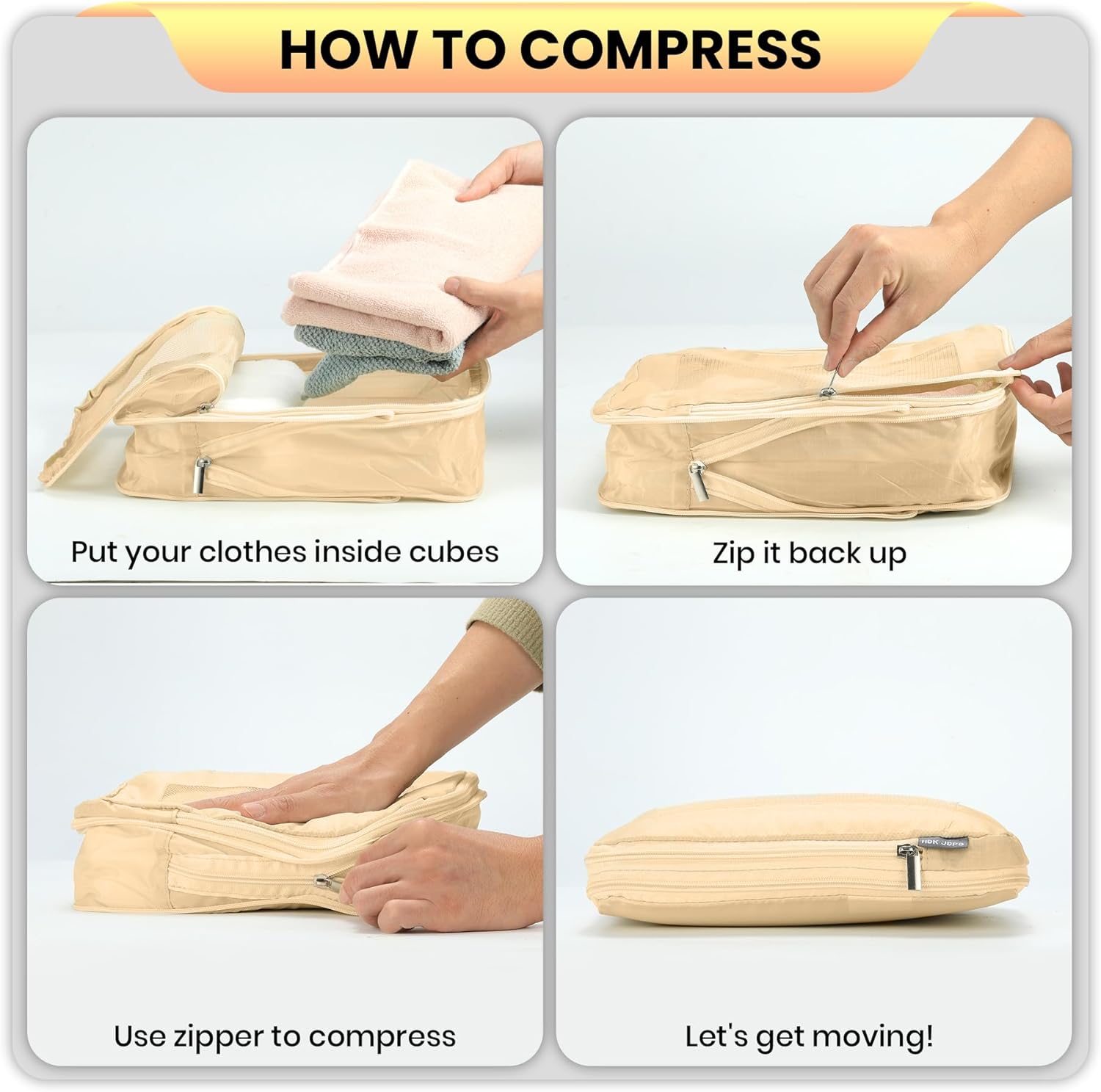 4 Set Compression Packing Cubes Travel for Suitcases,Compressible Mesh Packing Cubes for Travel Women Packing Organizers Ultralight - Image 4