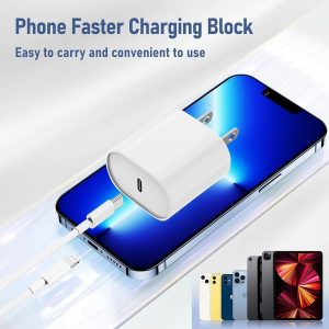 Essri Fast Charger for iPhone 14 13 12 Charge Fast Charging, 2Pack 6FT+10FT USB C to L Cable with 20W USB C for i Phone Charger Block, Compatible with iPhone 14 13 12 Pro/14 Plus/13 Pro Max – White