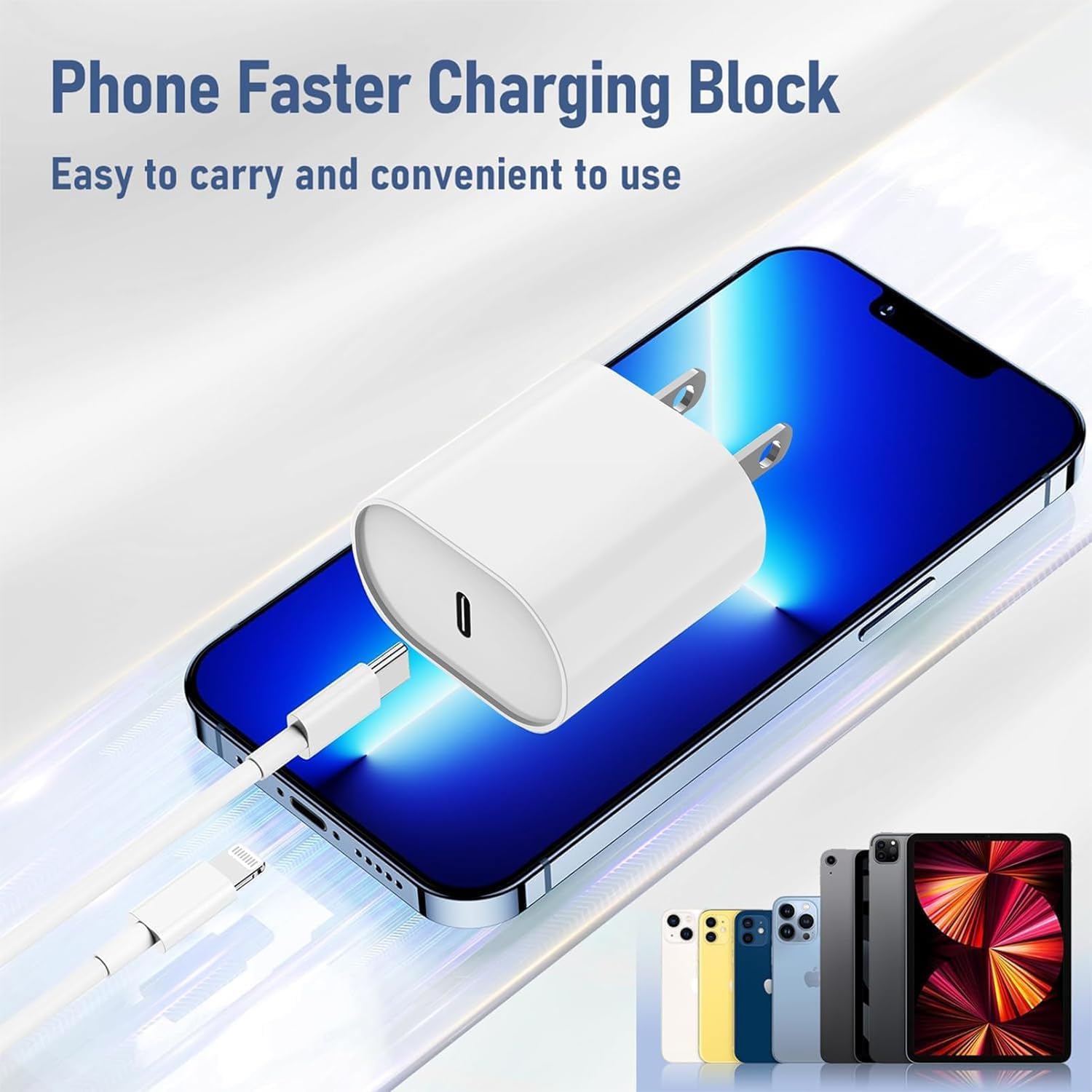 Essri Fast Charger for iPhone 14 13 12 Charge Fast Charging, 2Pack 6FT+10FT USB C to L Cable with 20W USB C for i Phone Charger Block, Compatible with iPhone 14 13 12 Pro/14 Plus/13 Pro Max - White - Image 2