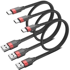 1.5ft USB C Cable, 3 Pack Short USB A to USB C Cable for iPhone 16 15, Nylon Braided 18 inch Type C Charger Cord Fast Charging for Samsung Galaxy S24 S23 S22 Note 20 10 A50 A20 Moto G LG