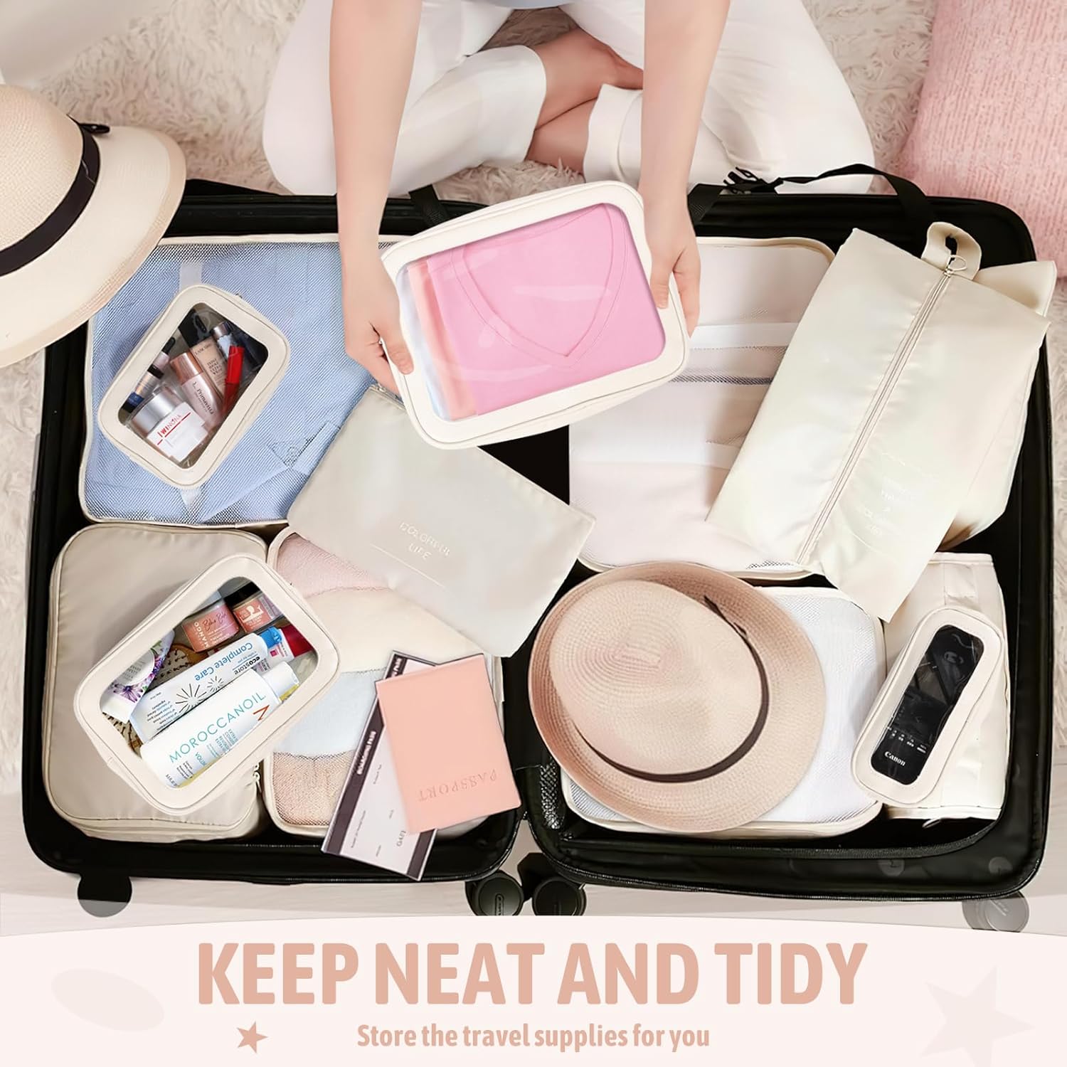 5PCS Diaper Bag Organizer Pouch Set, TSA Approved Toiletry Bag,Clear Waterproof TPU Makeup Bag Set Travel Organizer Bags for Women and Kids Christmas Gift - Image 5