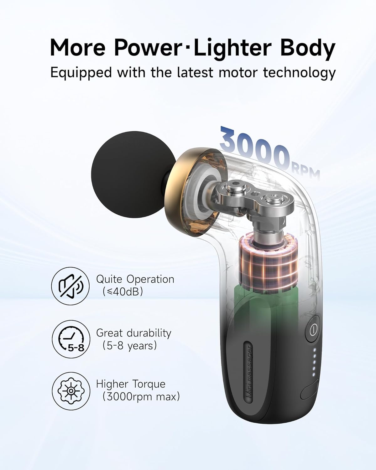 A1 Super Mini Massage Gun, Percussion Deep Tissues Muscle Massager, Travel Massage Gun, Compact Sports Massager, Portable Handheld Massager for Office Gifts for Him/Her, Home, Athletes(Black) - Image 5