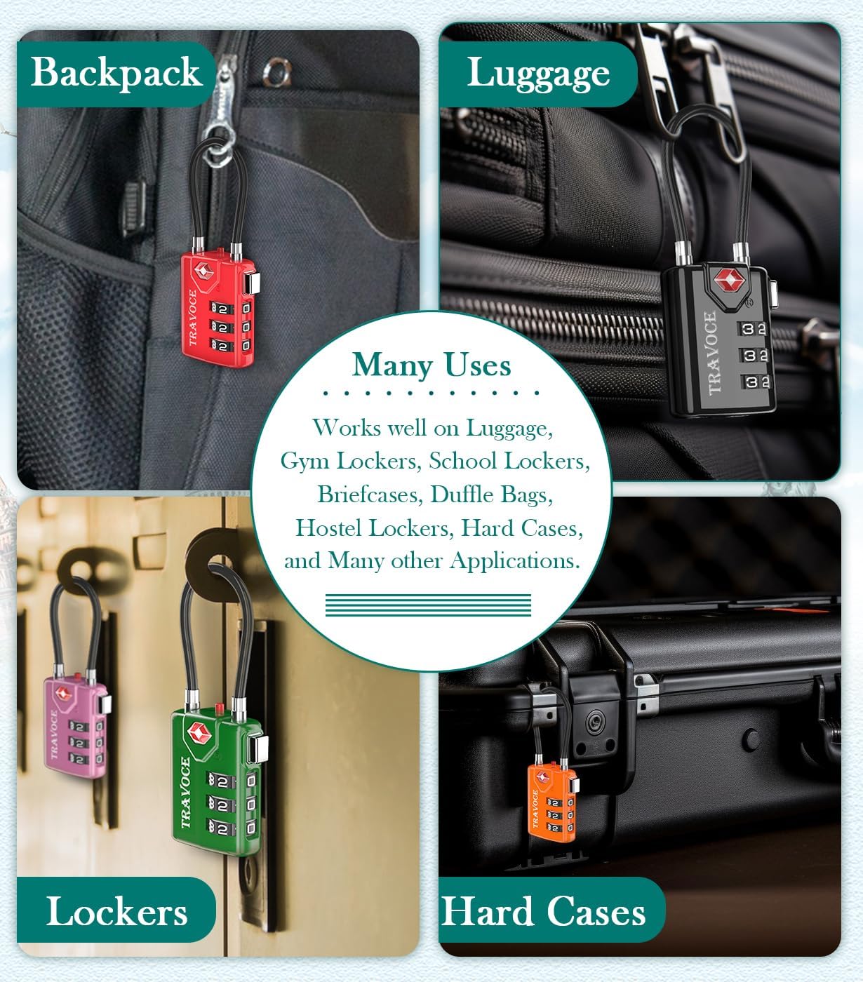 TSA Approved Luggage Locks, Travel Locks Which Also Work Great as Gym Locks, Toolbox Lock, Backpack and More, Black 4 Pack - Image 4