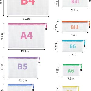 JARLINK 18 Pack 8 Sizes Mesh Pouch, 9 Colors, Waterproof Zipper Bags Document Multipurpose Travel Bags for Office, School, Board Game, Puzzles, Cosmetics, Travel Accessories, and Home Organization