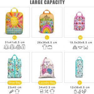 beautype 6 Set Packing Cubes Compression Bags for Travel, Floral Packing Organizers for Luggage with Shoe Bags for Packing In Suitcase, Colorful Compression Bags for Storage Trip and Family Vacation