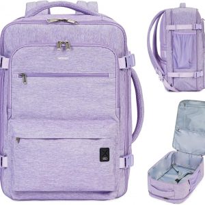 WANDF Travel Backpack For Spirit Airlines Personal Item Bag 18x14x8 with Wet Pocket, 17 Inch Laptop Backpack for Men Women（Purple）