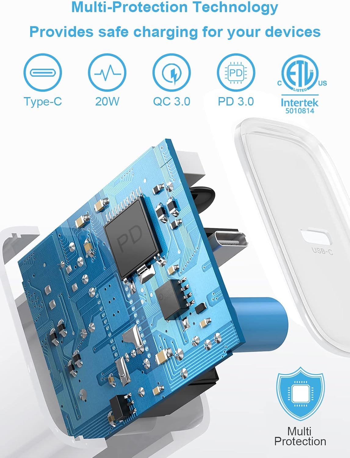 iPhone Fast Charger 3+3Pack 20W USB C Wall Charger with 6FT Fast Charging Cable Compatible with iPhone 14/13/12/11/Pro/Pro Max - Image 3