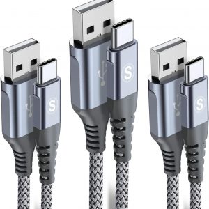sweguard USB Type C Charger Cable [3-Pack,10ft+6.6ft+3.3ft] iPhone 15 Charger Nylon Braided Cord for iPhone 15 Pro Max Samsung Galaxy S23 S22 S21 S20 S10 S9 Note 20 10 Flip A53 A54 Pixel LG Moto PS5