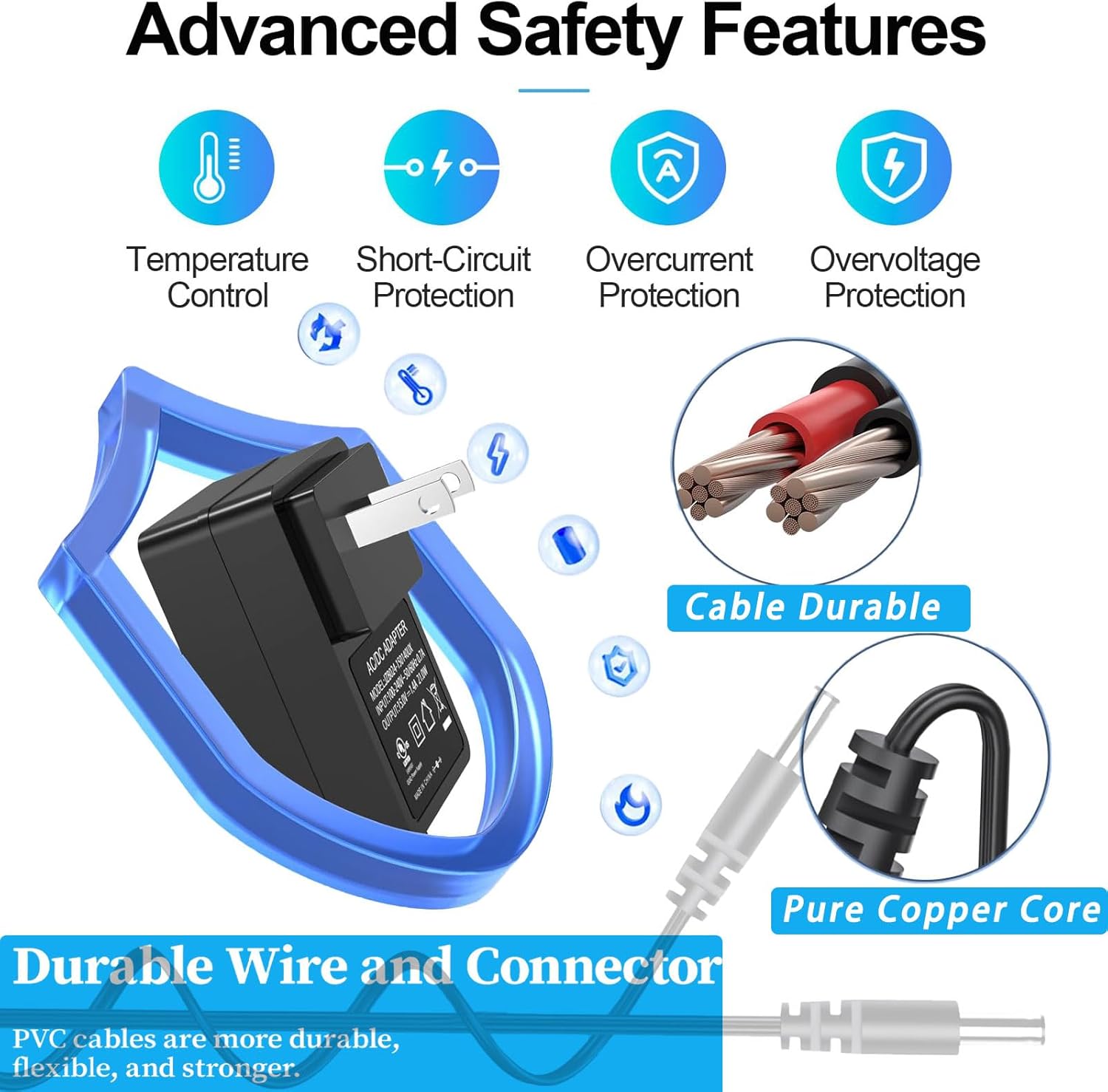 6V DC Power Adapter Charger 6V Power Supply Universal AC Adapter Power Cord with 8 Interchangeable DC Plug for 100mA 300mA 400mA 500mA 600mA 700mA 800mA 900mA 1000mA 1500mA 2000mA Equipment (DC6V-2A) - Image 6