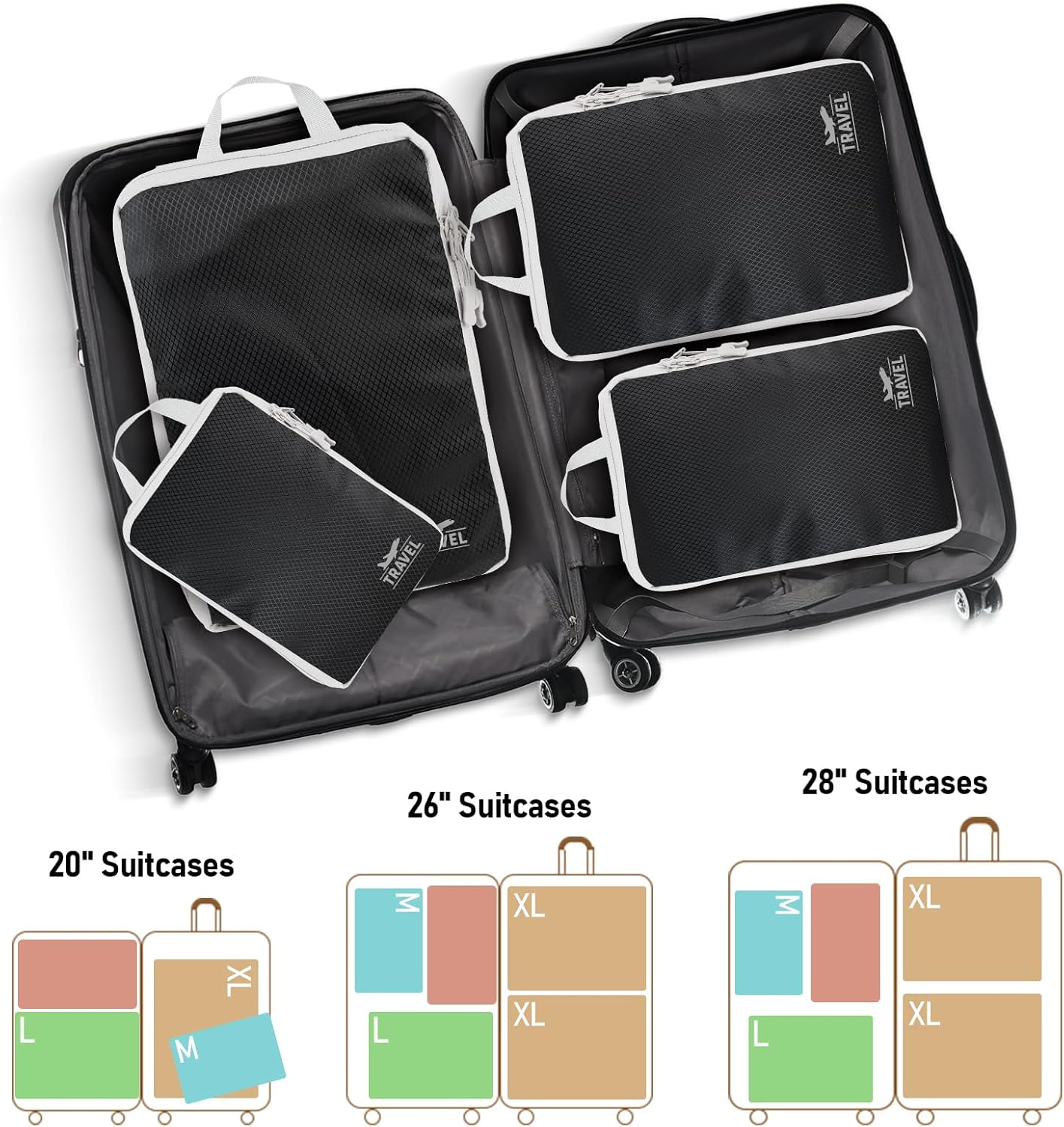 4-Piece Packing Cube Set - Lightweight Luggage Organizers for Travel, Vacation and Suitcases - Durable Accessories with Compression - Image 6
