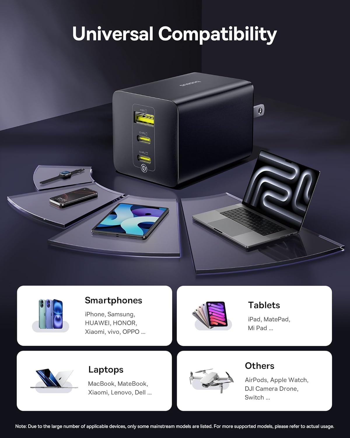 Baseus 100W USB C Charger Block, 3-Port Foldable Compact PPS Wall Charger, Fast Charging Power Adapter for MacBook Pro/Air, iPad, iPhone 17 Pro Max/Air, Galaxy S24, Steam Deck & More - Image 6