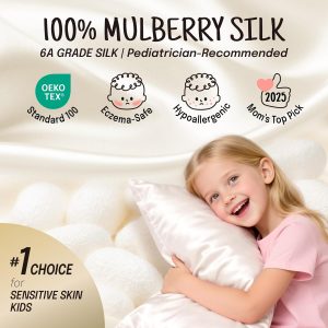 OLESILK 100% Mulberry Silk Toddler Pillowcase for Hair and Skin, Both Sides 19 Momme Pure Natural Silk Travel Pillow Cases with Hidden Zipper, 13″x 18″, Charcoal