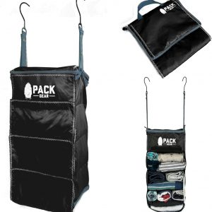 Pack Gear Hanging Luggage Organizer – Our Carry On Closet Insert Fits Any Carry-On – Our Hanging Luggage Organizer Uses Velcro to Allow Quick Access to your Clothes (Solid Black)