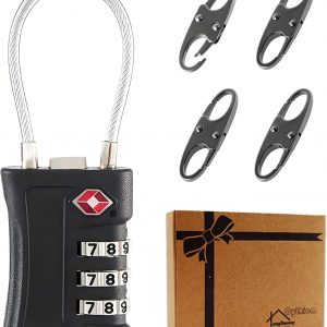 TSA Approved Combination Luggage Locks & 4 Zipper Locks Anti Theft – 3 Digit Re-Settable Code Lock with Zinc Alloy Body, Ultimate Travel Security Bundle for Suitcase, Backpack & Carry-On
