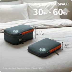 Cipway – 5 Set Compression Packing Cubes for Travel, Ultralight Packing Organizers for Luggage Suitcase & Backpack (Grey), L