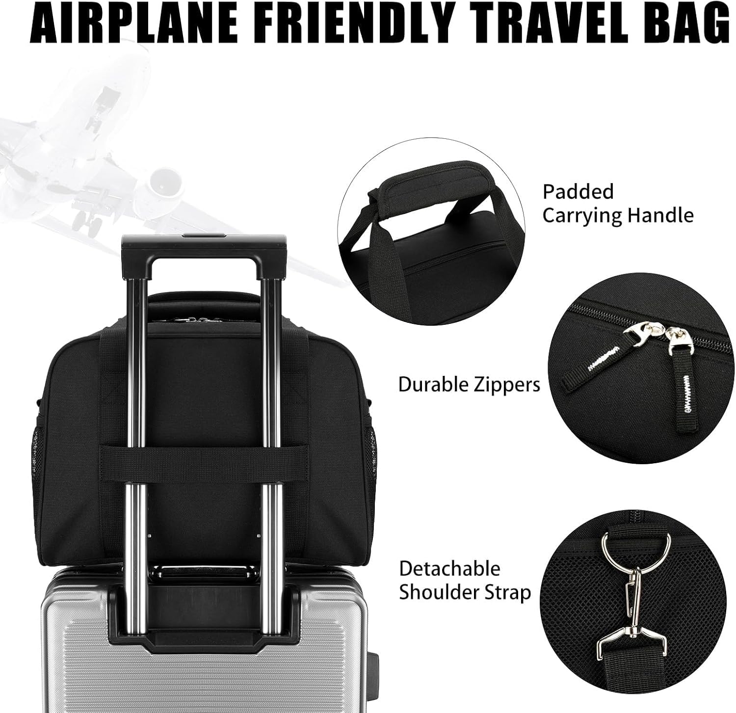 SeaRock 14 inch Small Gym Bag for Men & Women, Mini Duffle Bag for Travel Sports, Lightweight Carry On Duffel Bag, Black - Image 5