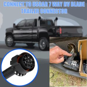 7 Pin Trailer Connector Wiring Harness,Multi Traction Function,Universal 7 Pin Trailer Plug Truck Side,Suitable for Trailer Extension Cables of Ford,General Motors,etc.14 AWG Wire (0.5m)