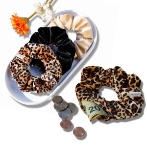 Velvet Scrunchie with Hidden Zipper Pocket | 3 Pack Assorted Stocking Stuffers for Women