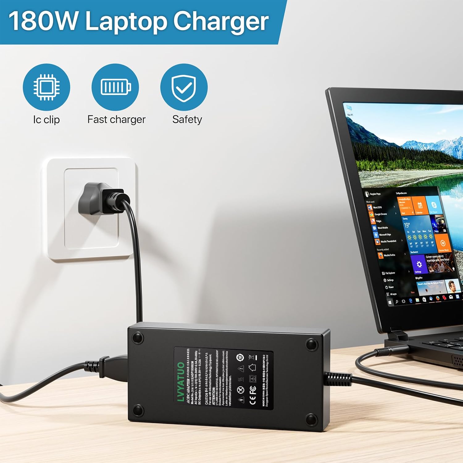 180W AC Adapter Fit for MSI Gaming Laptop Charger 180W 150W 120W, MSI GF63 GF75 Thin Power Cord - Image 6