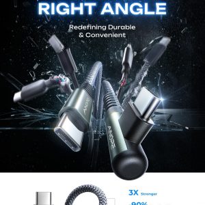 AINOPE USB C to USB C Cable 60W 2Pack 6.6ft C to C Cable Fast Charging Type C Charger Fast Charging Right Angle Sideways Phone Charger USBC – USBC for iPhone 17 Pro Max 16 Accessories Samsung S25 iPad