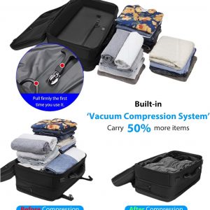 MEGABACK Vacuum Travel Backpack, 70L Expandable Air Vacuum Backpack for Travel, Vacpack Travel Vacuum Bags with Pump, TSA Lock, USB Charging Port, Waterproof